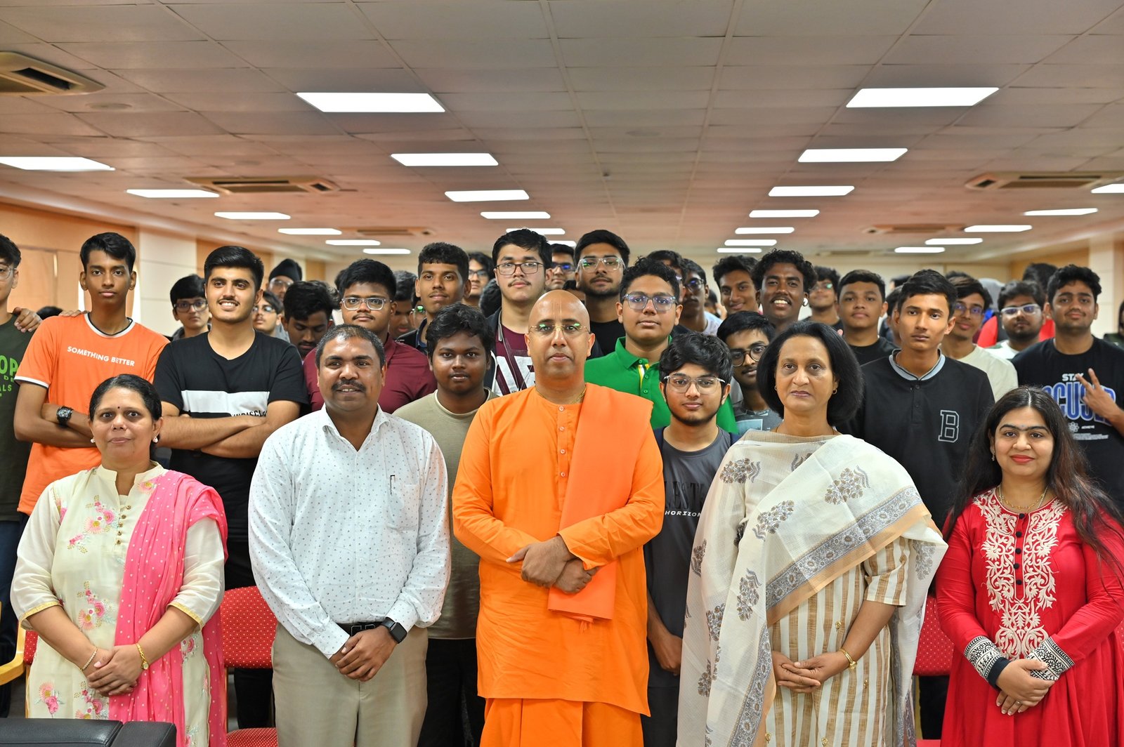Post-session group photo on campus