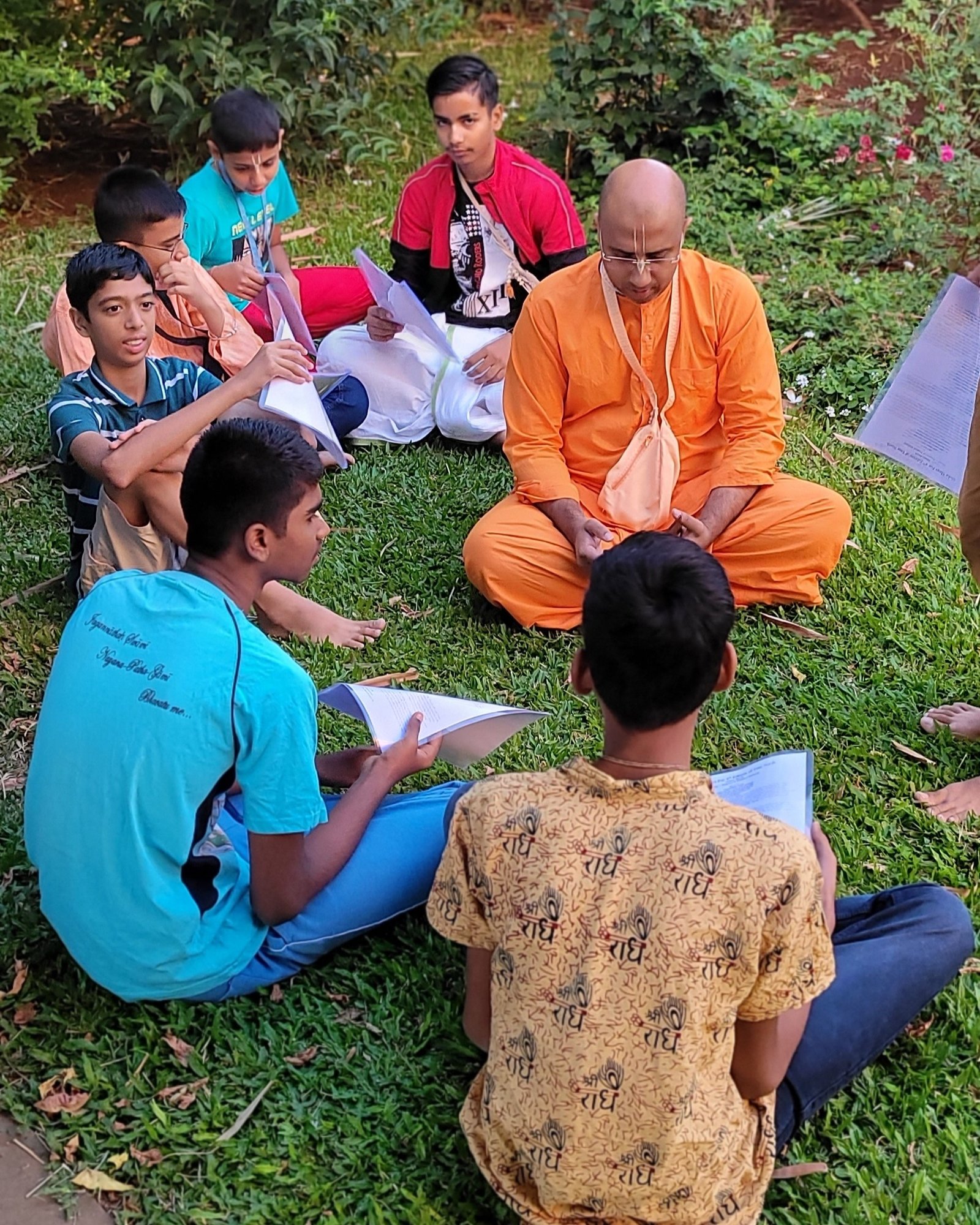 Outdoor mindfulness session with teens